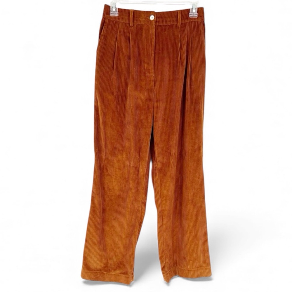 DONNI. tan Brown‎ Corduroy Pleated Wide Leg Pants XS
